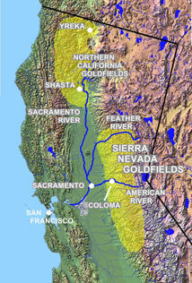 Map of California's goldfields